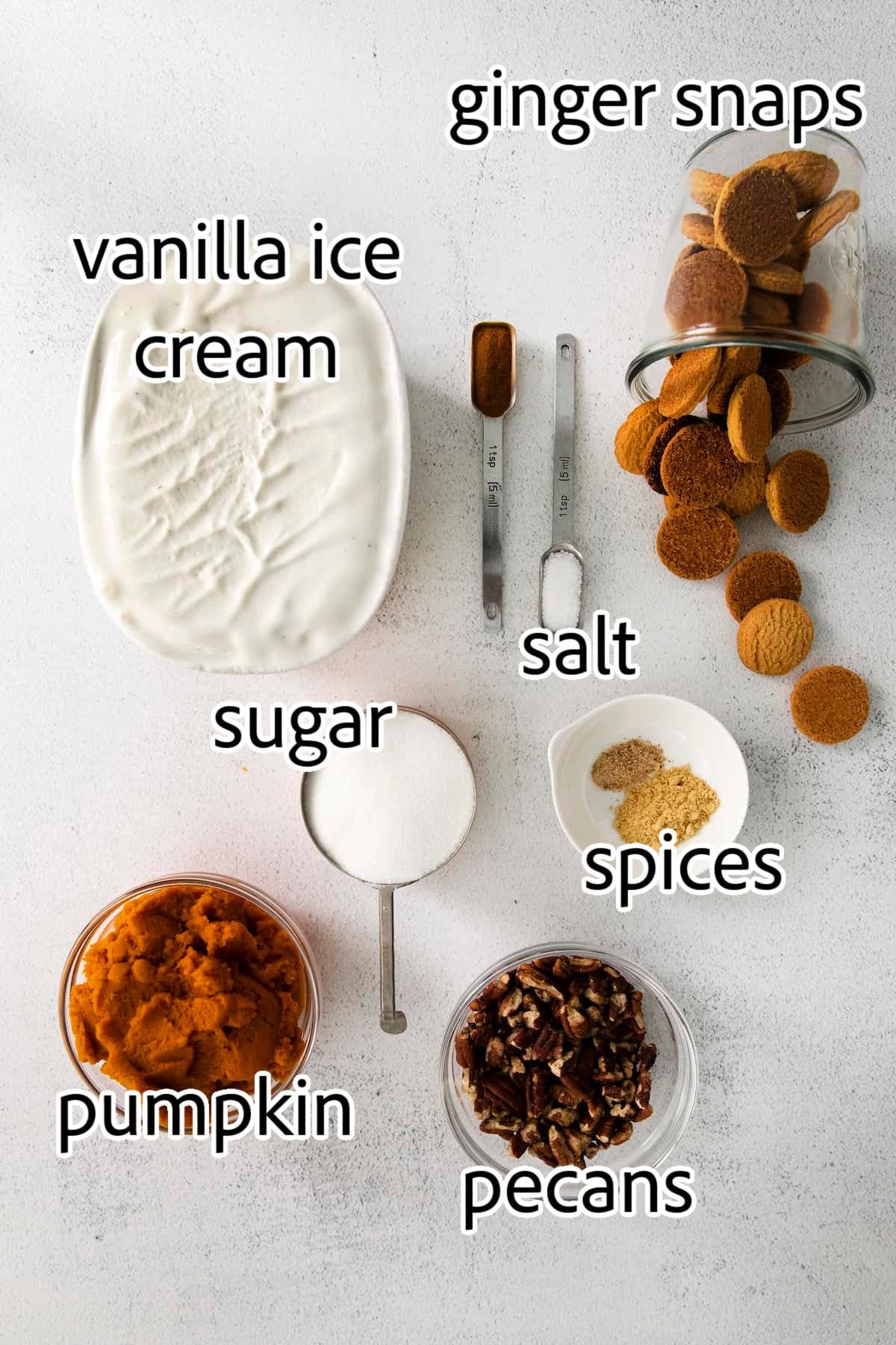 ingredients needed for frozen pumpkin dessert