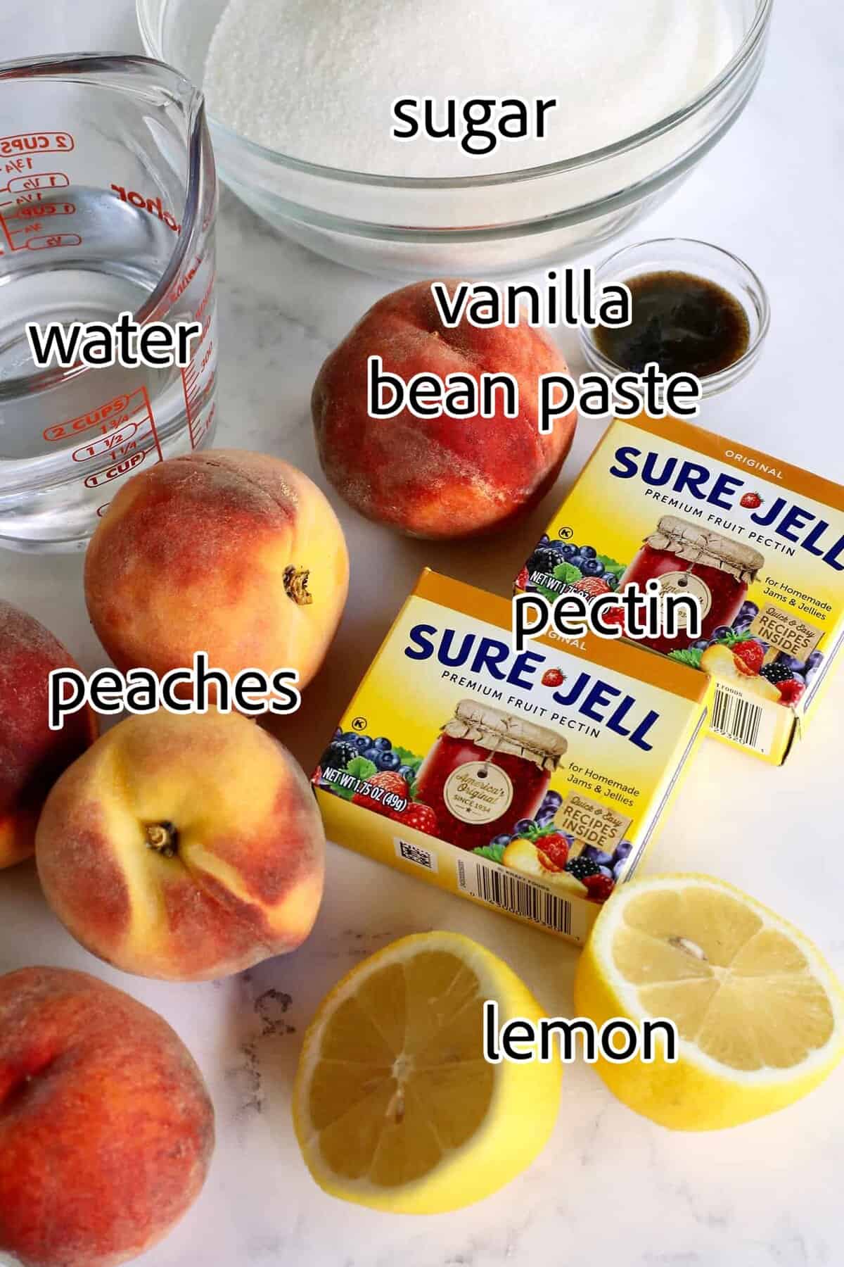 ingredients needed for peach freezer jam