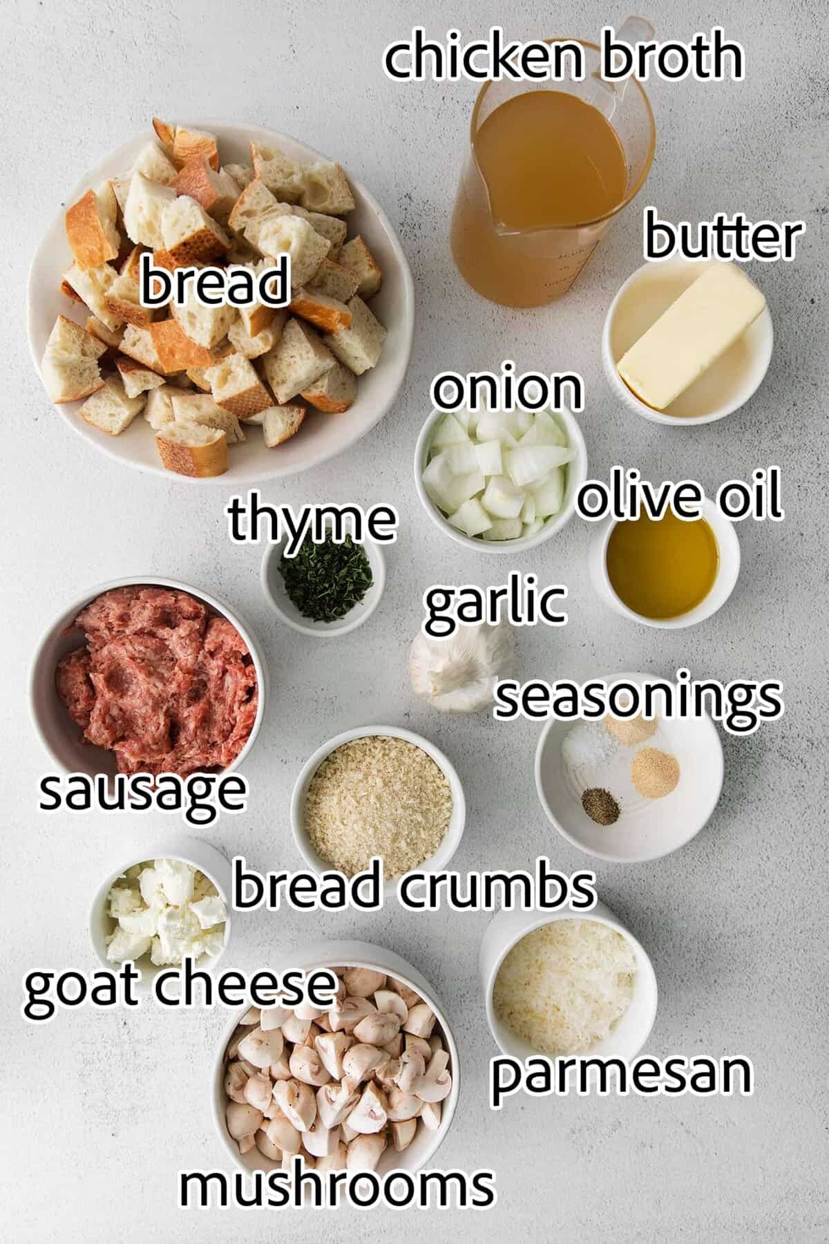 ingredients needed for roasted garlic mushroom dressing