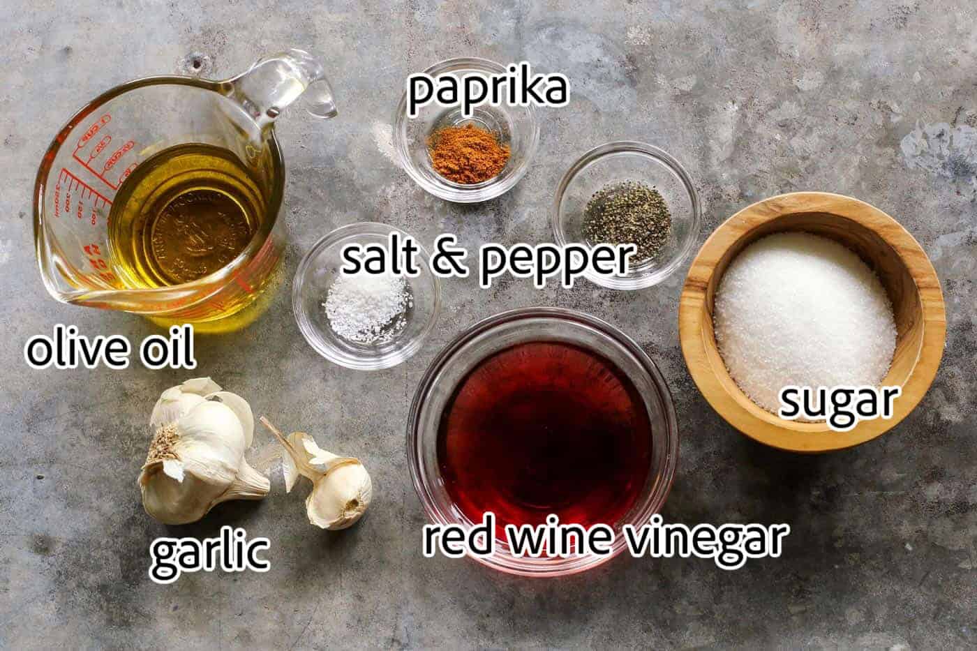 ingredients to make sweet red wine vinaigrette