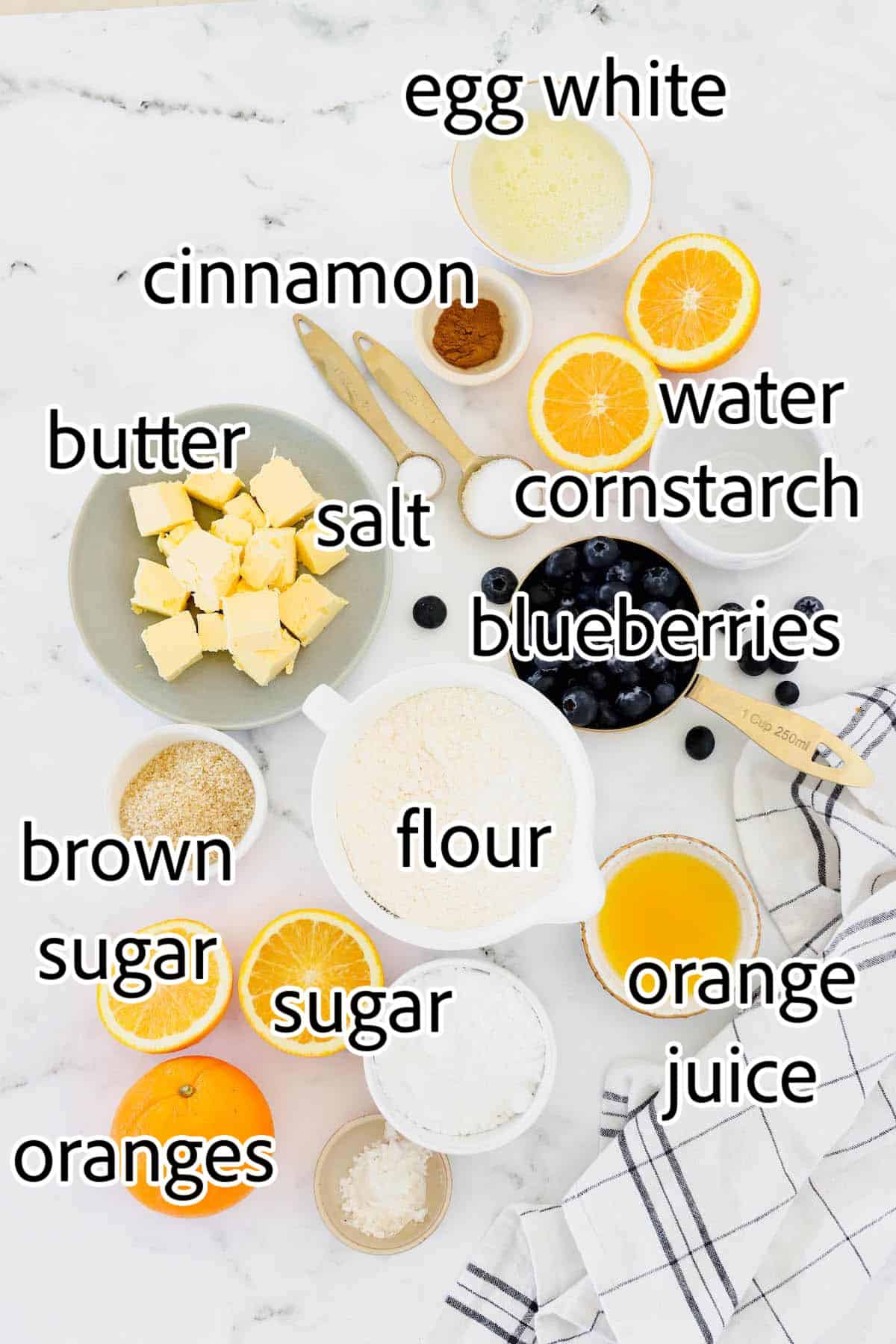 ingredients needed for blueberry hand pies with orange glaze