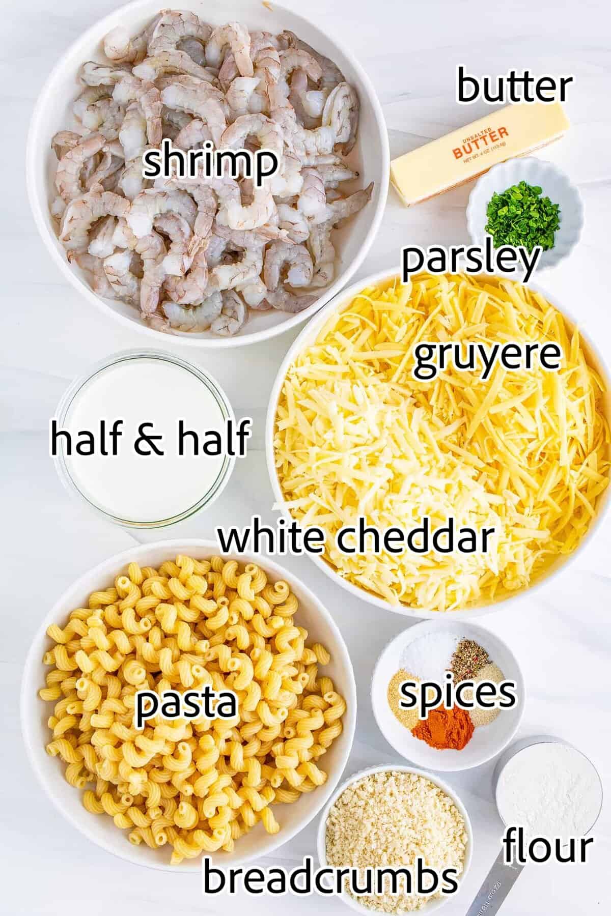 ingredients needed for shrimp mac and cheese