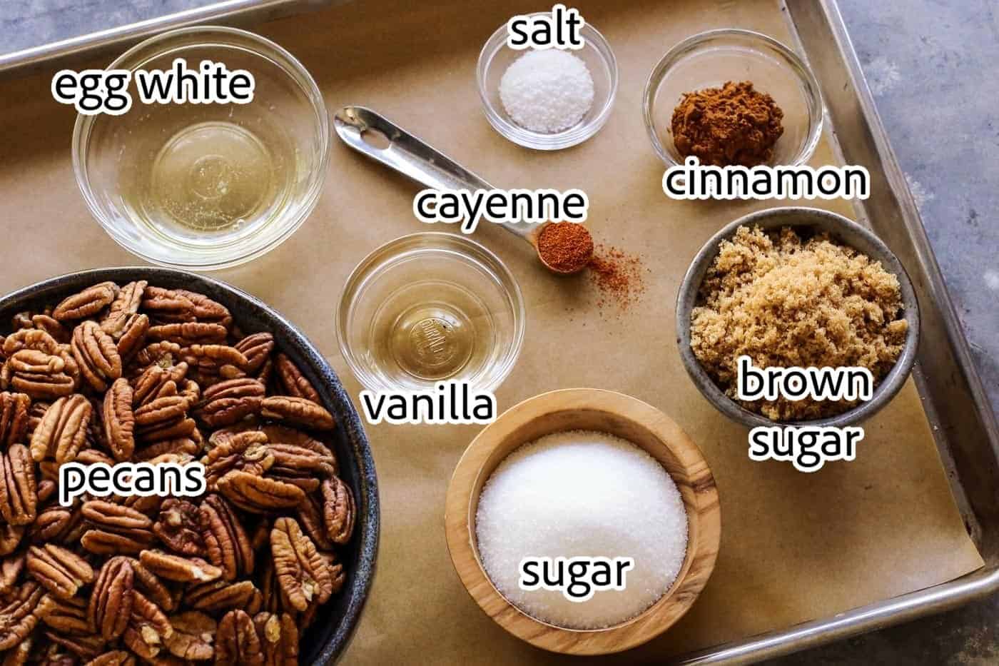 ingredients needed for candied pecans