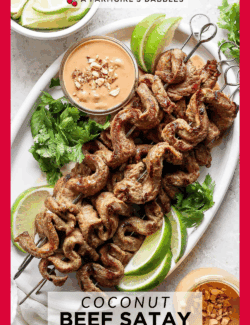 Pinterest image for coconut beef satay
