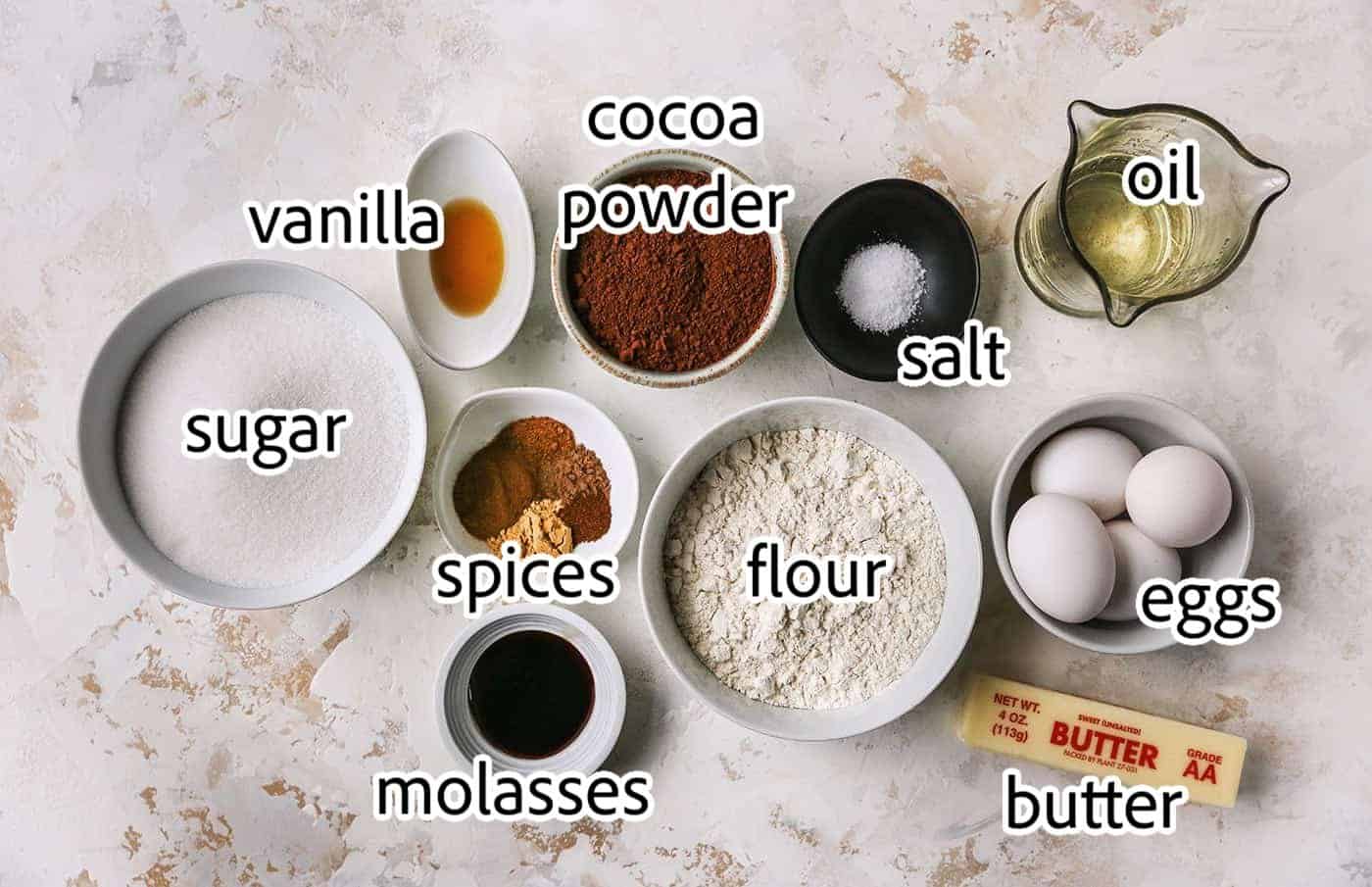 ingredients needed for gingerbread brownies