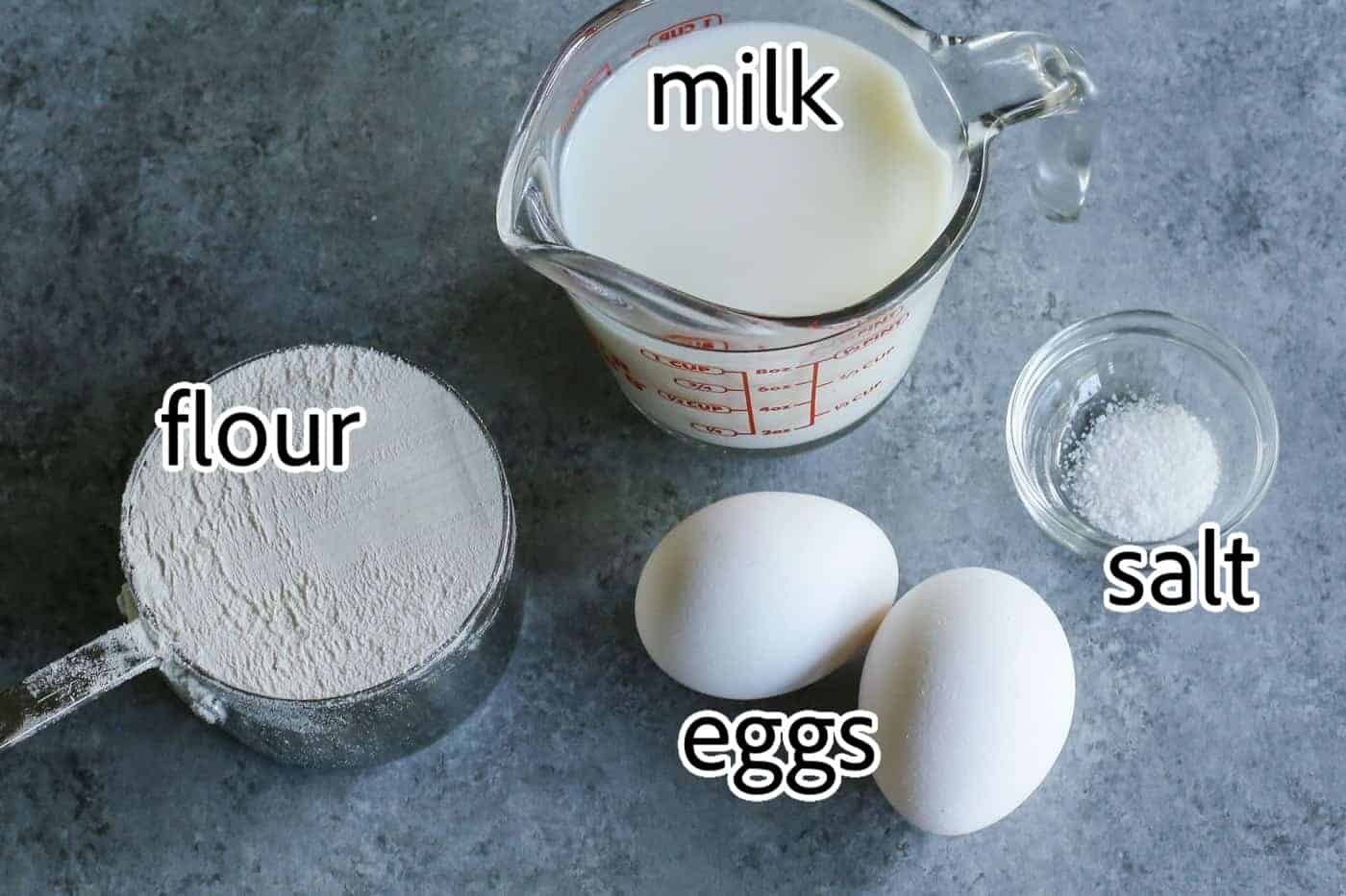 Ingredients needed for popovers.