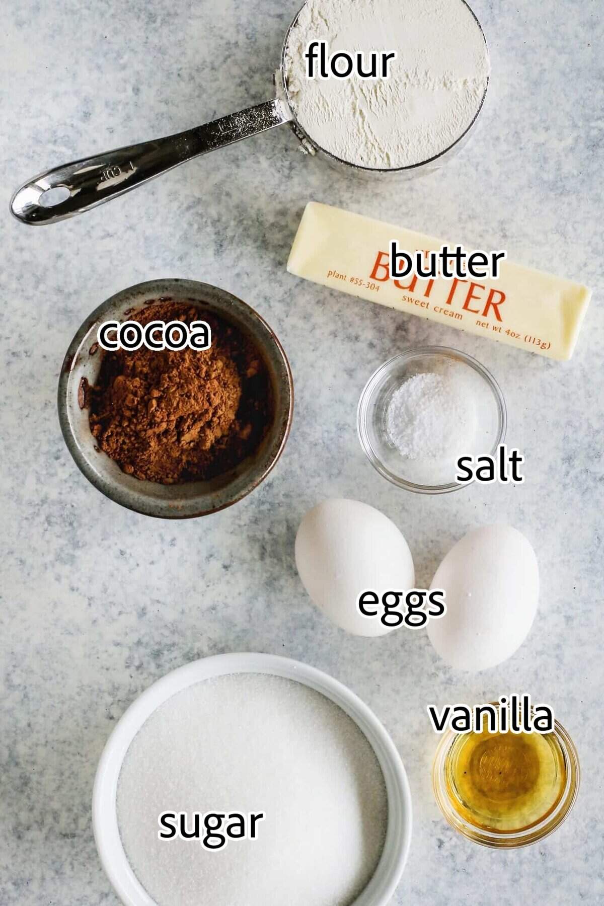 ingredients needed for swedish chocolate sticky cake kladdkaka