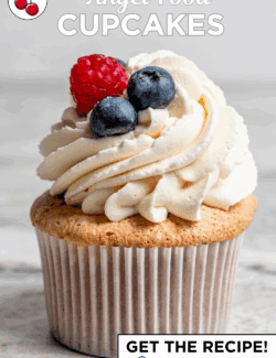 Pinterest image for angel food cupcakes