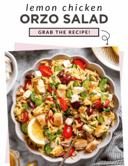 Pinterest image for Lemon Chicken Orzo Salad