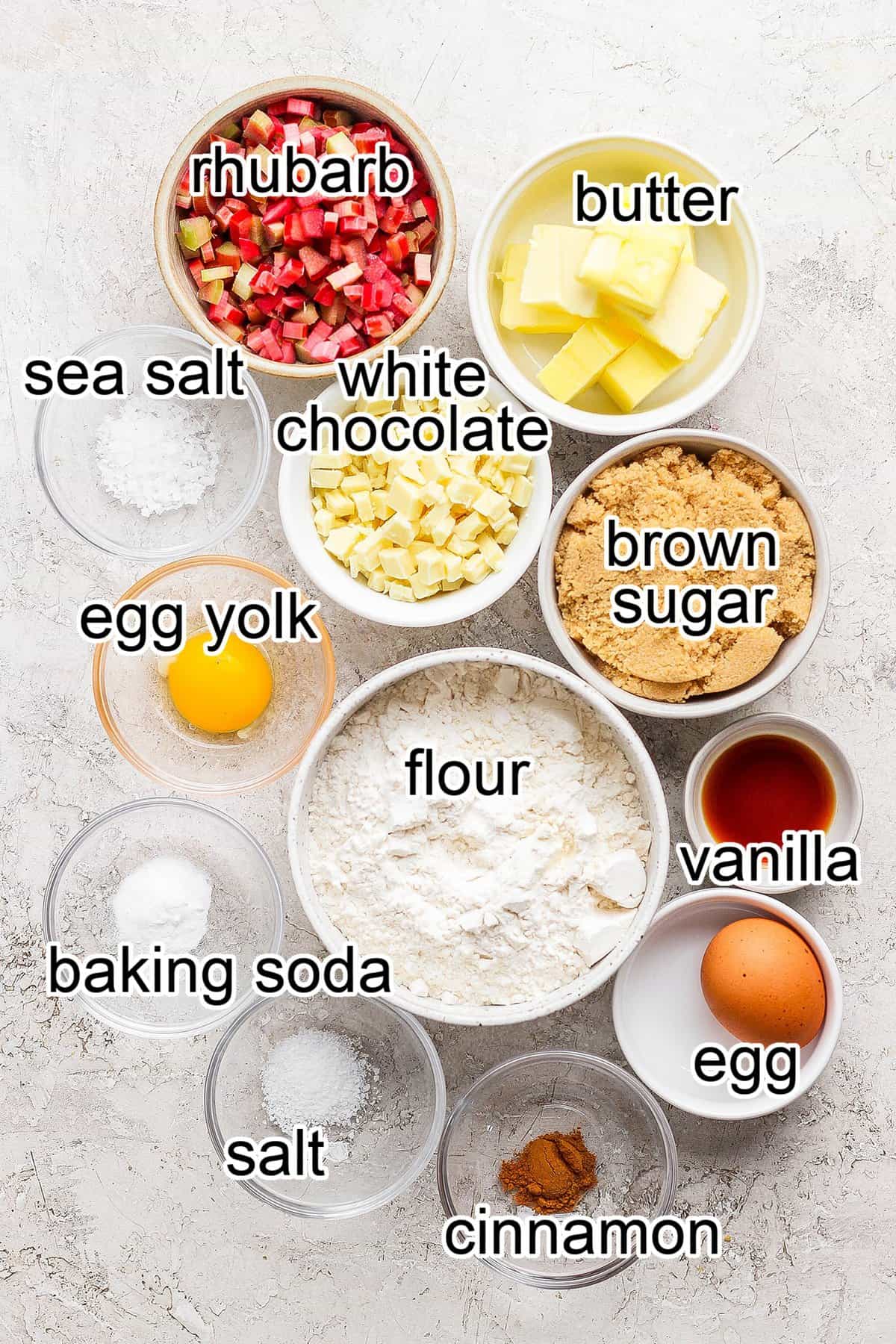 ingredients needed for rhubarb cookies