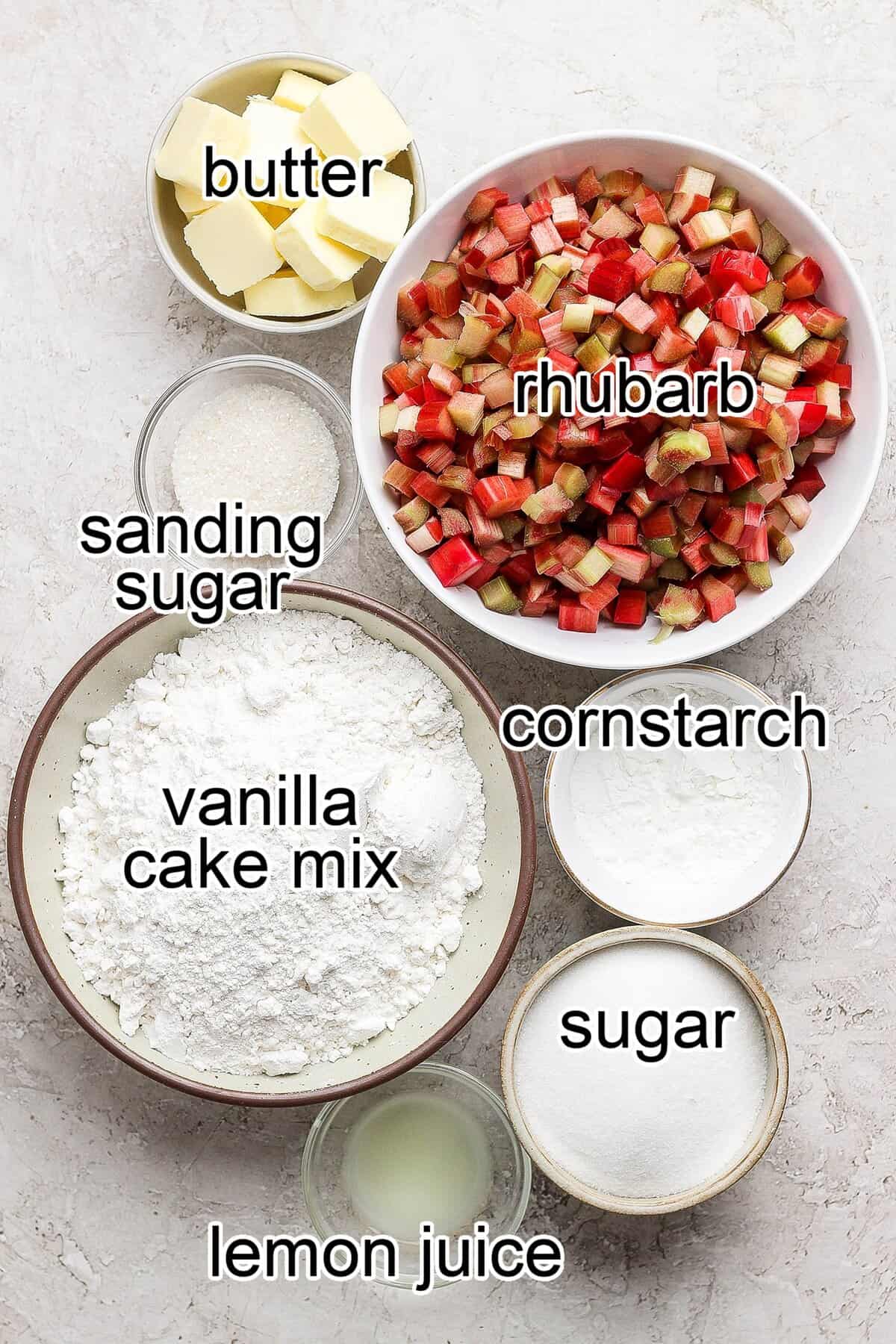 ingredients needed for rhubarb dump cake