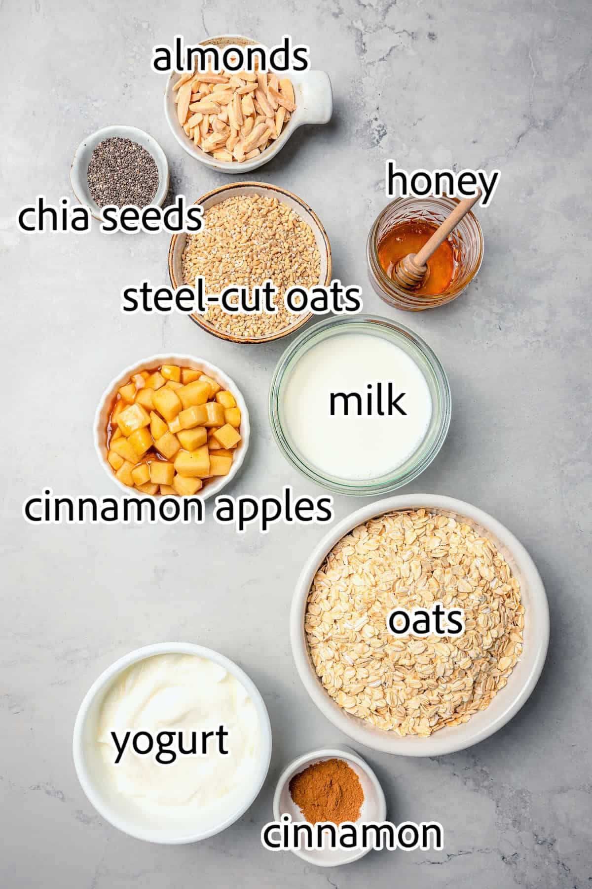 ingredients needed for apple cinnamon overnight oats
