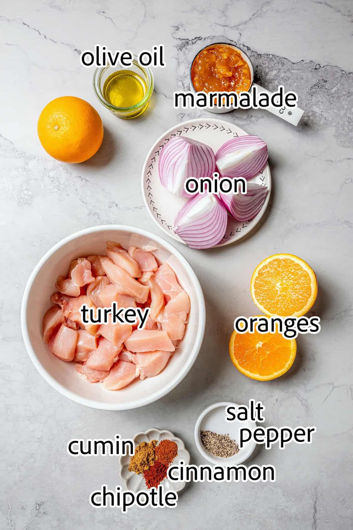 ingredients needed for grilled chipotle orange turkey kabobs