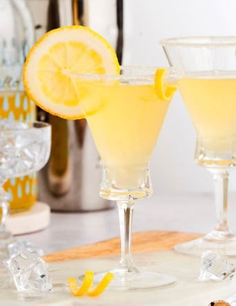 two glasses of Limoncello Martini cocktails