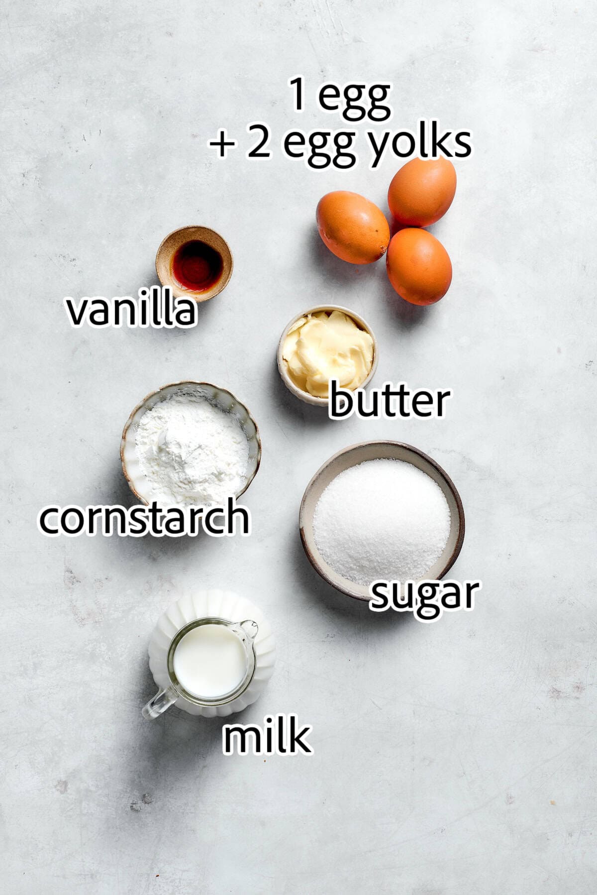 ingredients to make vanilla pastry cream