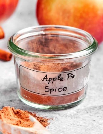 a jar of apple pie spice with a label that says "Apple Pie Spice"