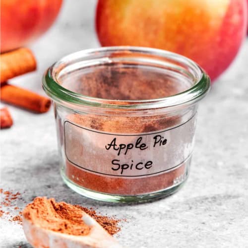 a jar of apple pie spice with a label that says "Apple Pie Spice"