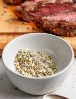 Bowl of homemade steak seasoning