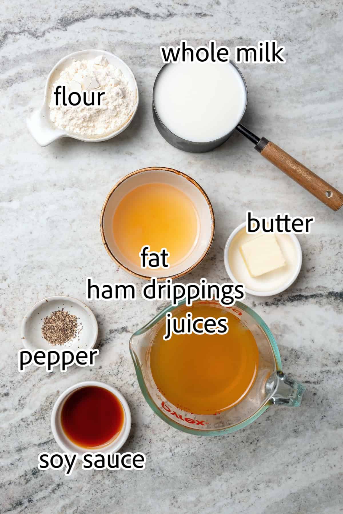 ingredients to make ham gravy