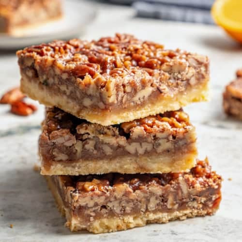 a stack of 3 pecan pie bars