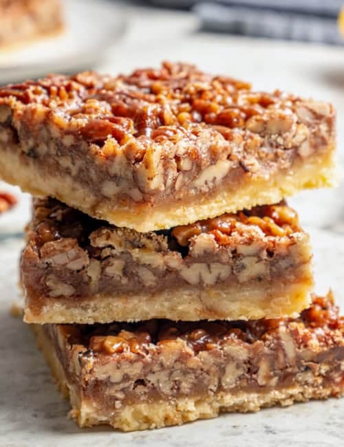 a stack of 3 pecan pie bars