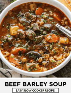 Pinterest image for Beef Barley Soup