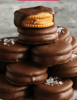 Pinterest image for Chocolate Peanut Butter Ritz Cookies