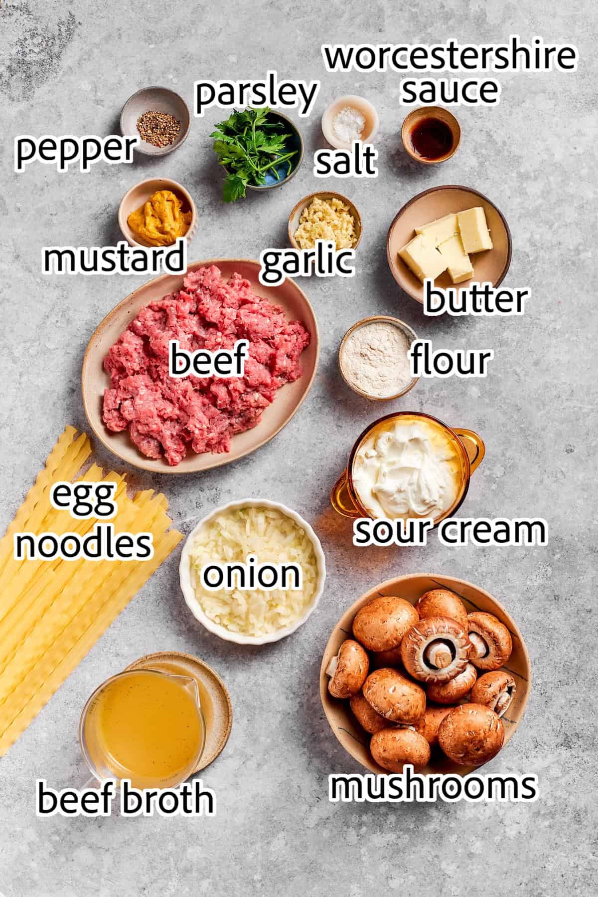 ingredients needed for ground beef stroganoff