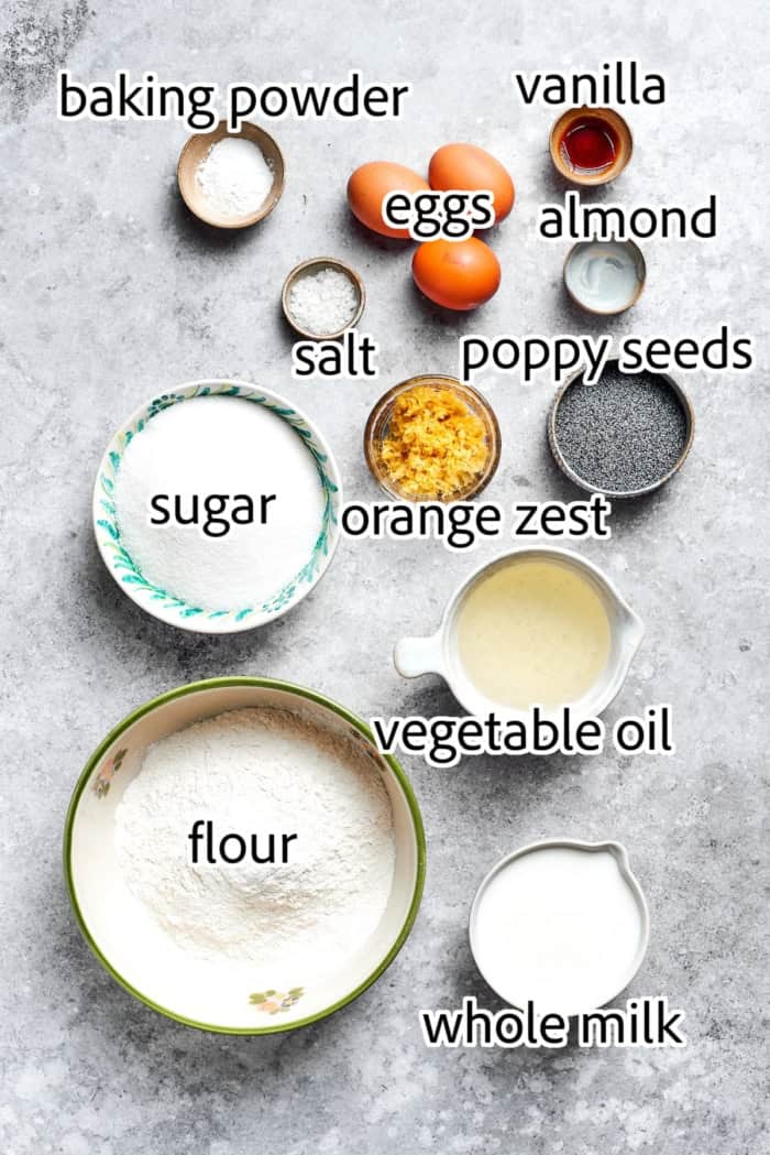 ingredients needed for orange glazed poppy seed bread