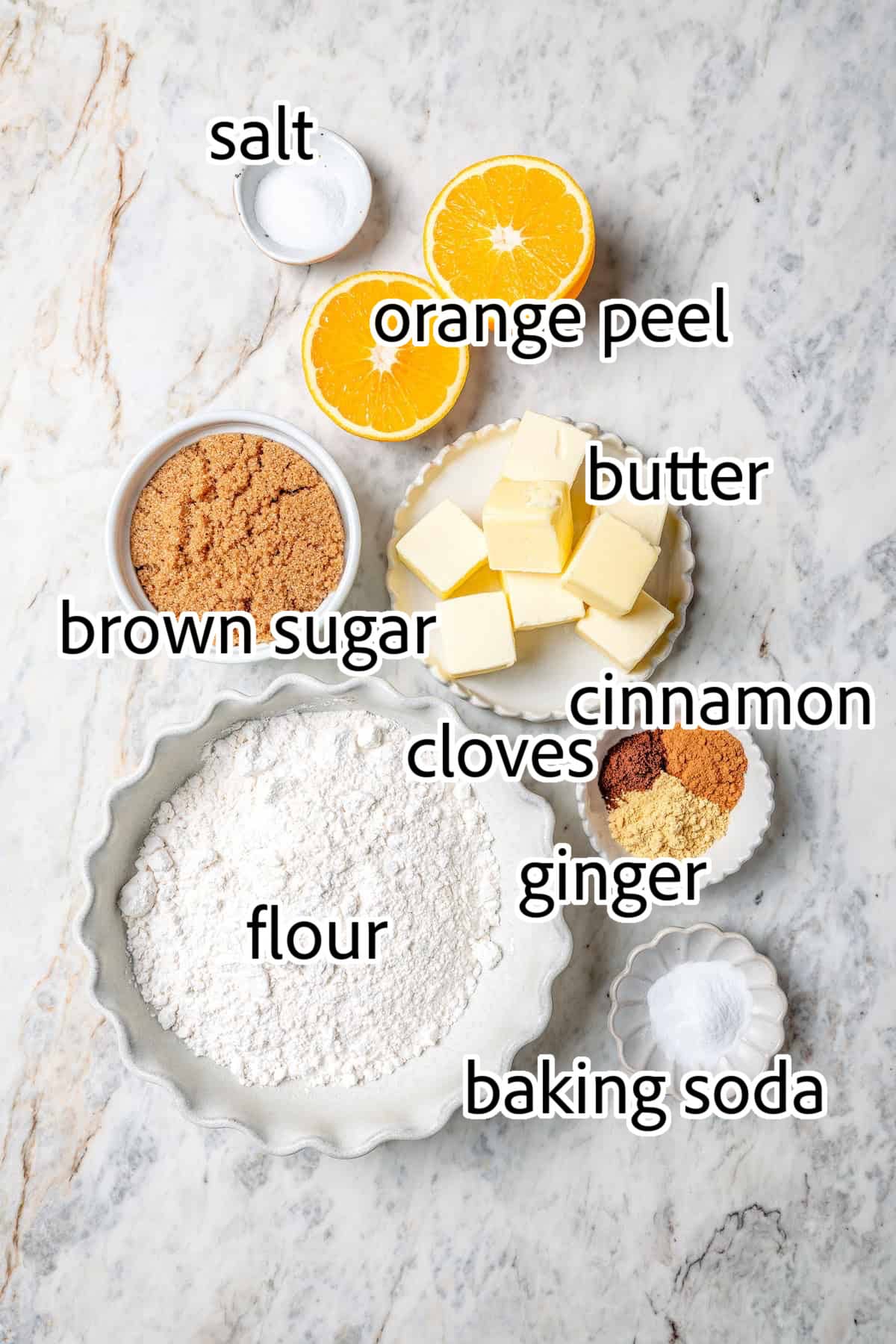 ingredients needed for Christmas shortbread