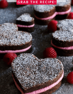 Pinterest image for heart shaped brownies for Valentine's Day