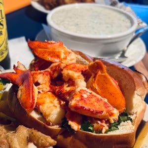 lobster roll and clam chowder at Boston Sail Loft in Boston, MA