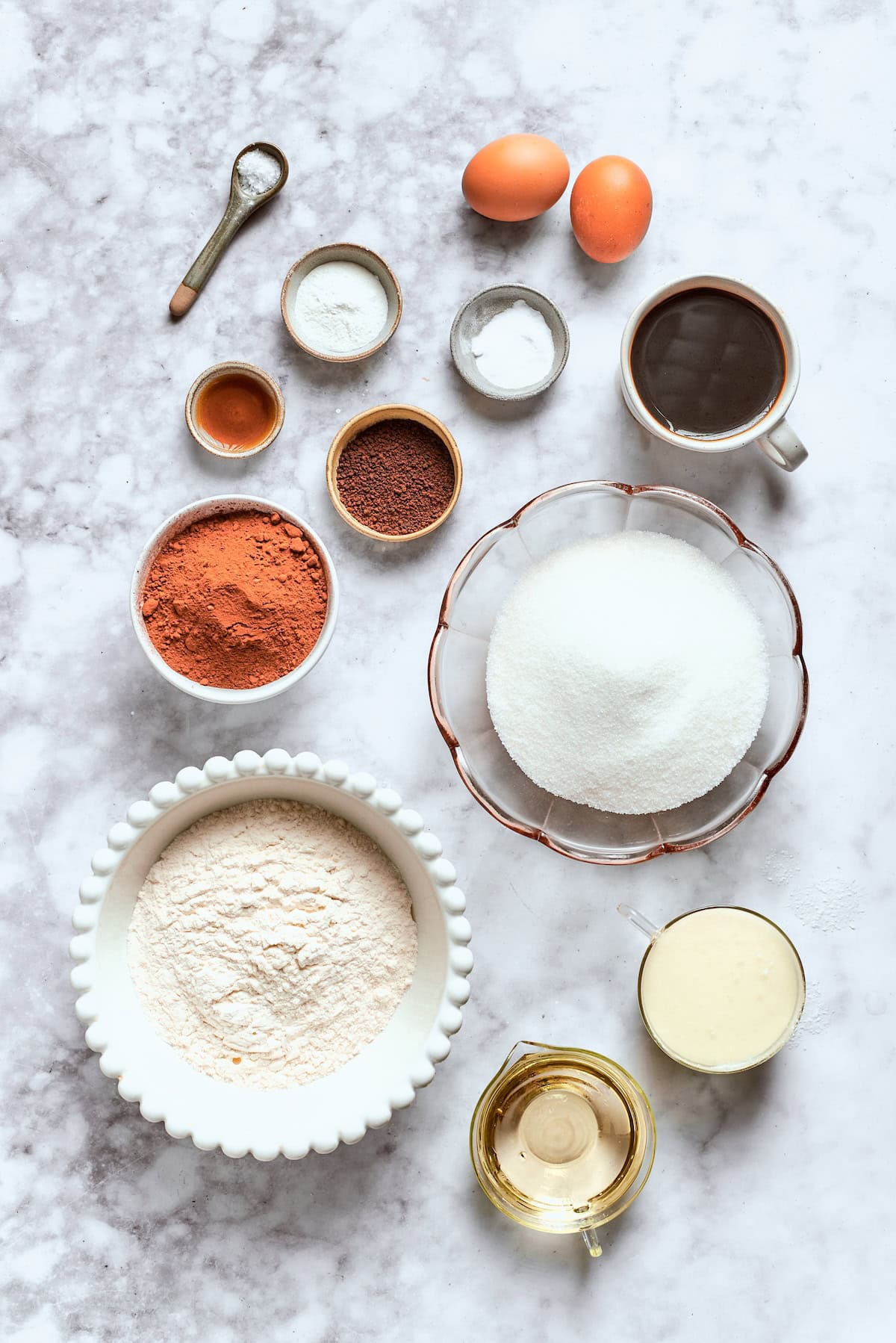 ingredients to make chocolate cake