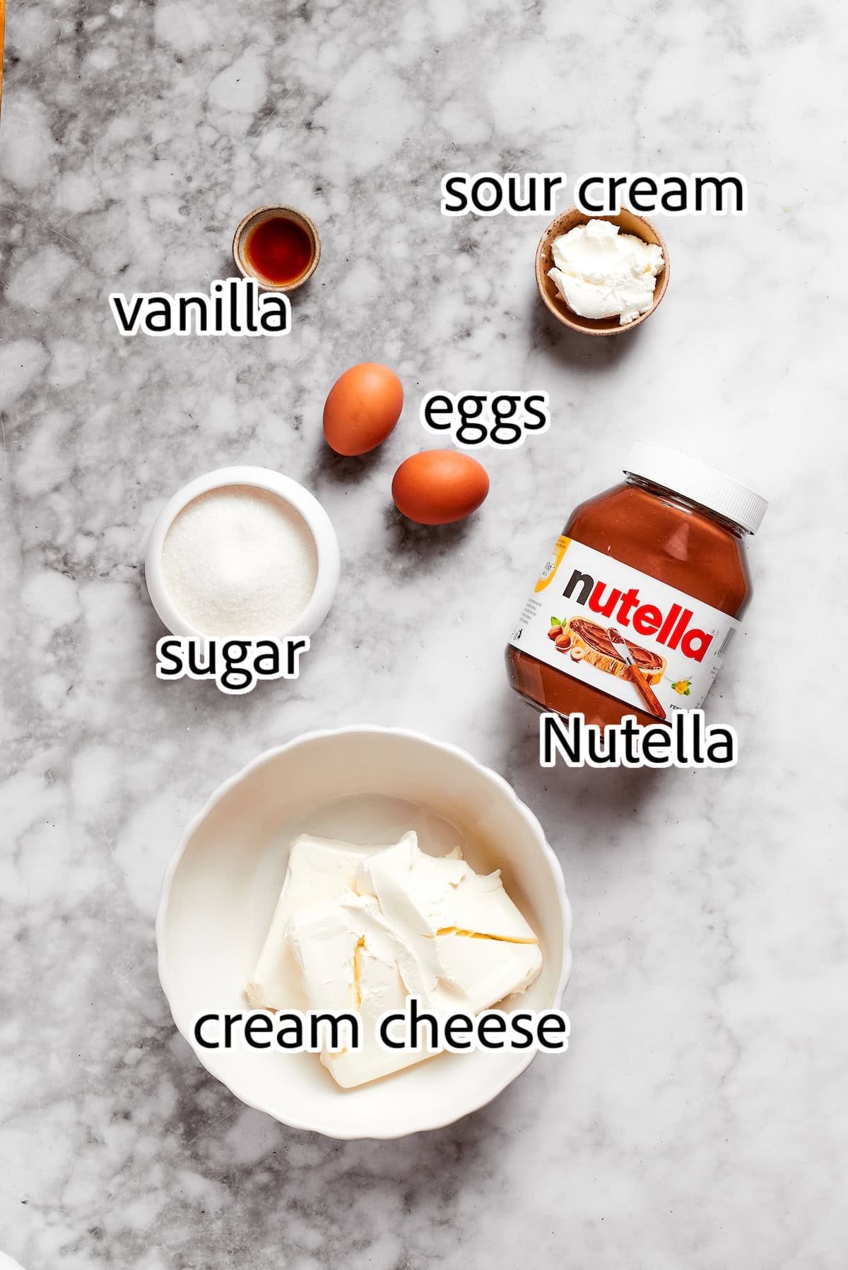 ingredients needed to make the Nutella cheesecake layer