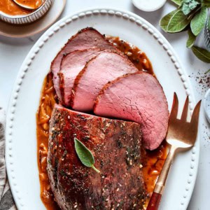 overhead photo of top round roast