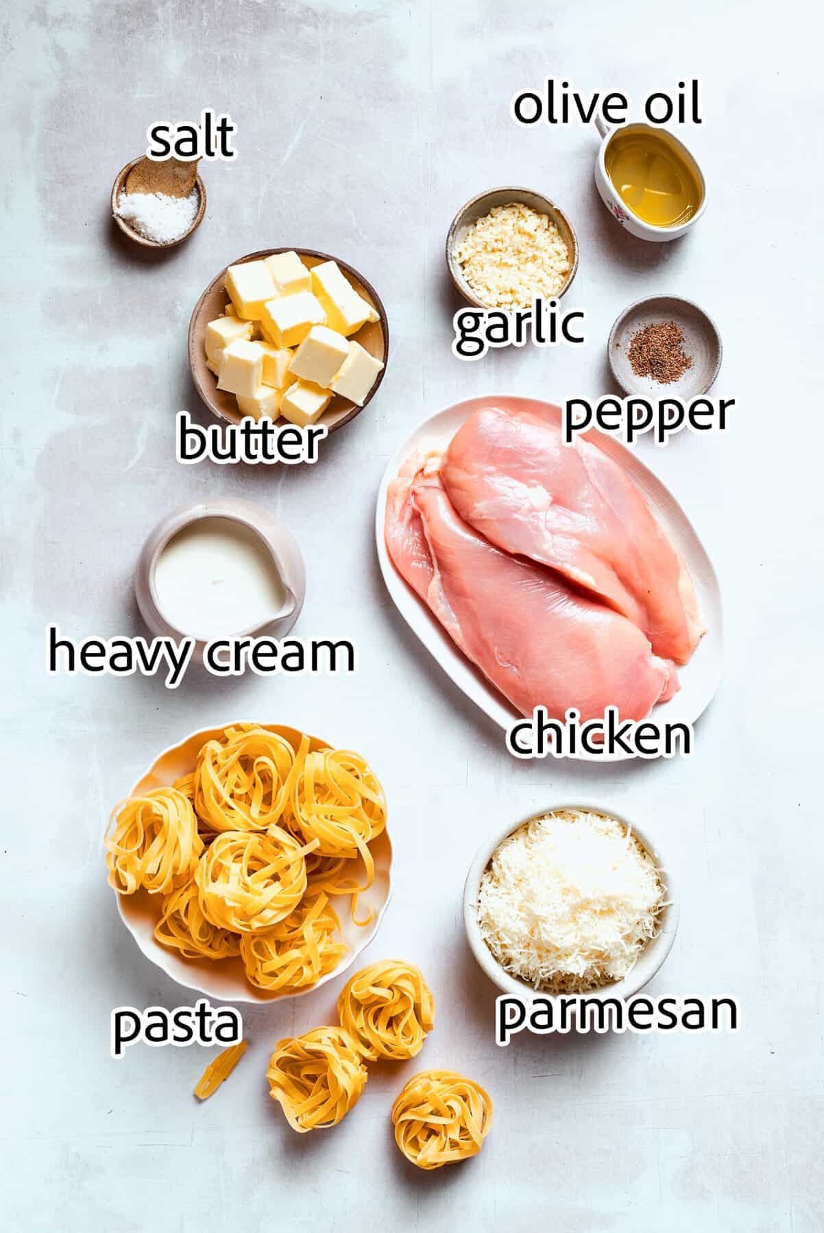 ingredients needed for chicken fettuccine Alfredo