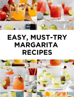 Pinterest image of a collage of different margaritas, with the words "Easy, Must-Try Margarita Recipes"