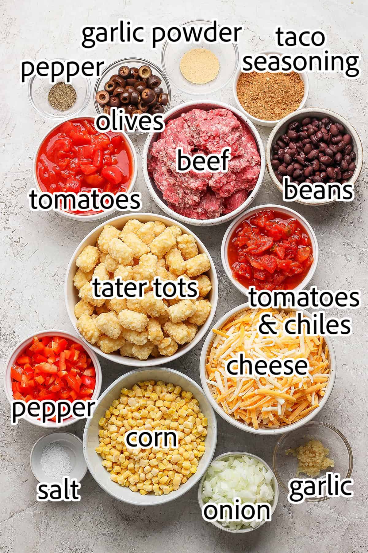 ingredients needed for taco tater tot hotdish