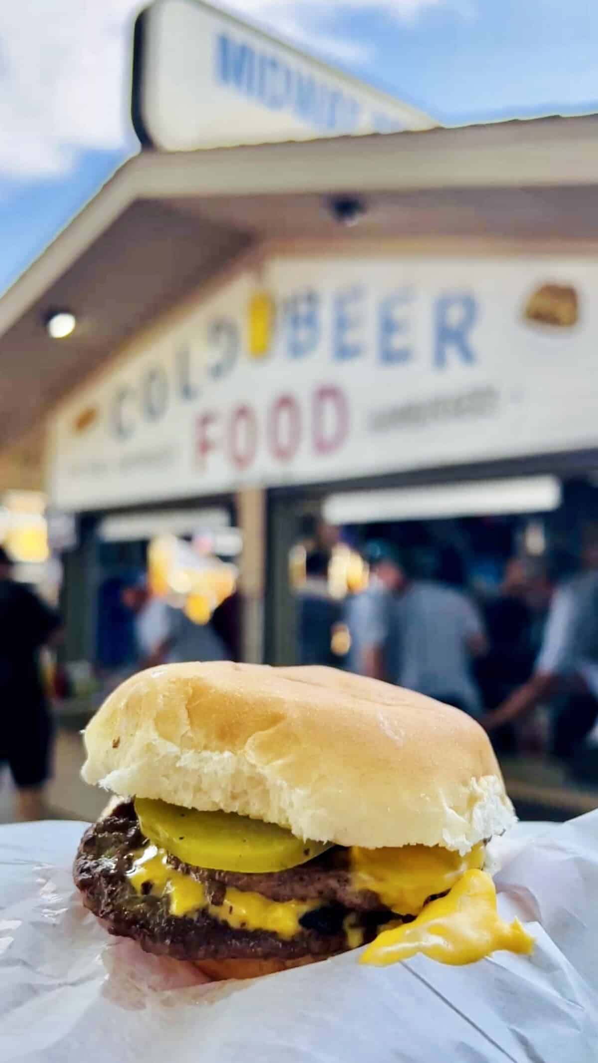 double cheeseburger at Midway Men's Club at Minnesota State Fair