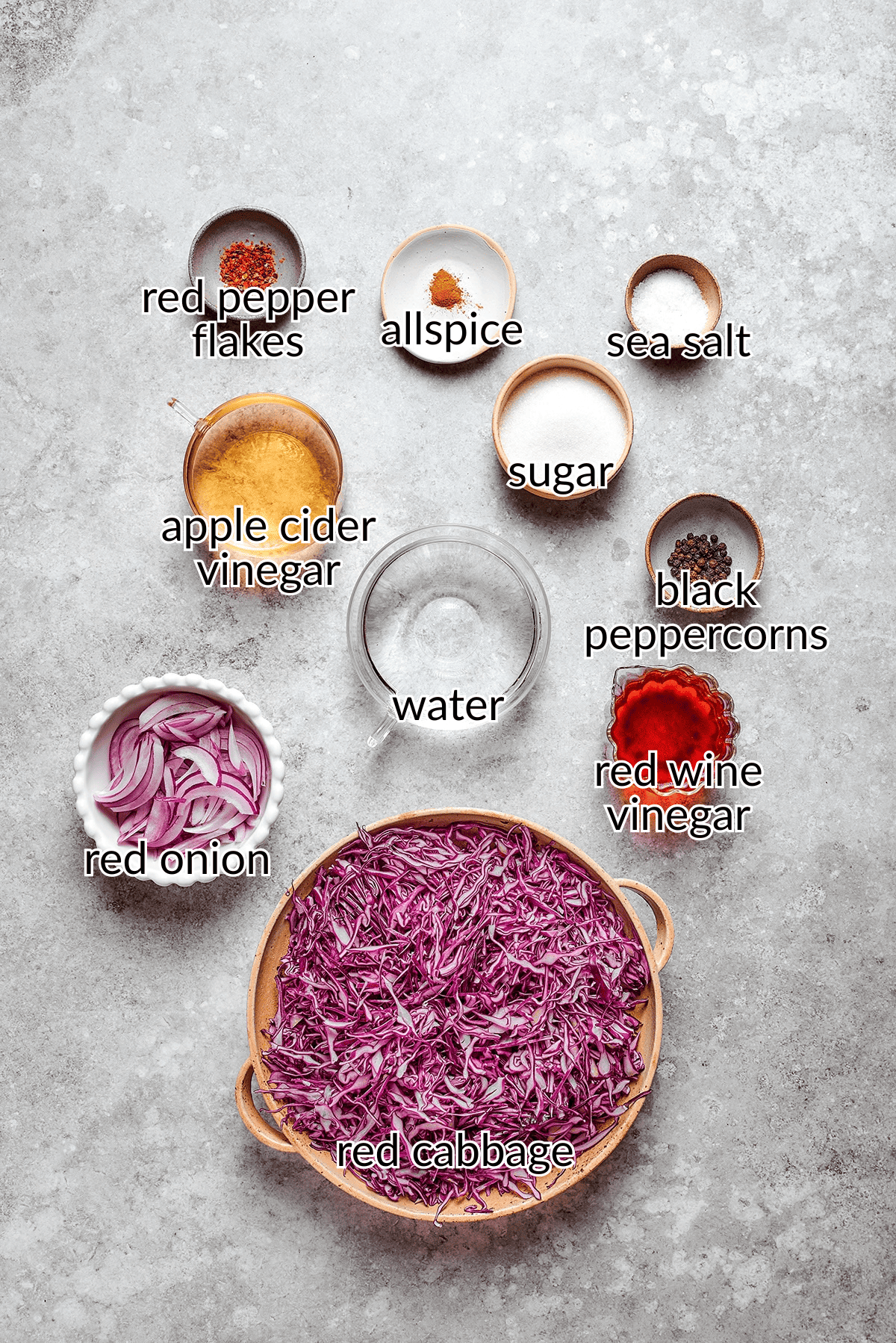 ingredients for quick pickled red cabbage