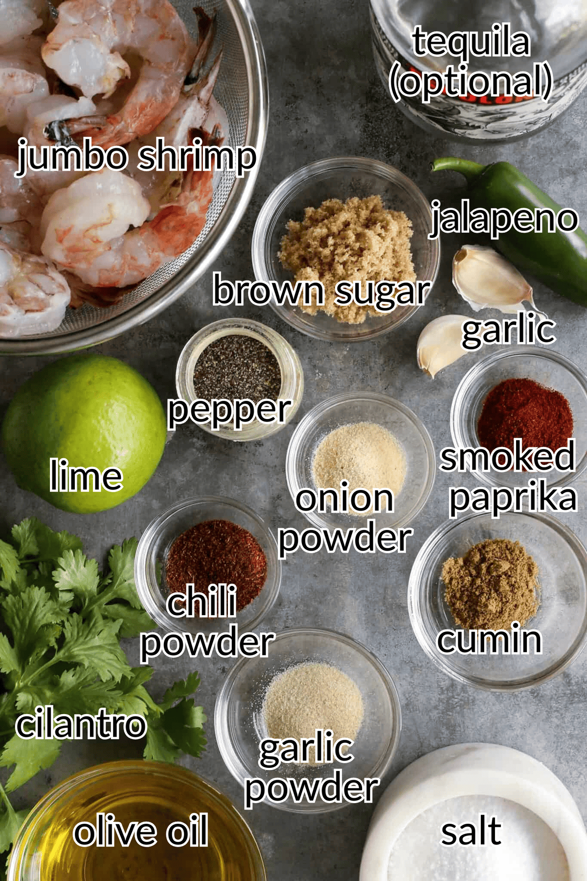 ingredients for margarita grilled shrimp