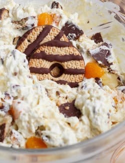 cookie salad in a large clear bowl